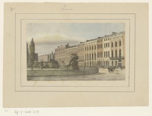 Vista de un parque y una hilera de casas, en Londres de Anonymous