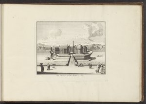 Vista de la isla Tiberina en Roma Insula instar Navis, cum Templo Aesculapij. etc: à Rome (título sobre el objeto) Palacios y Monumentos de Venecia, Livorno, Nápoles y Roma (título de la serie) de Anonymous