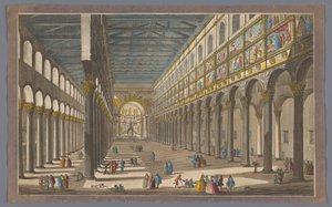 Vista del interior de la Iglesia de San Pablo extramuros en Roma
El interior de la Iglesia de San Pablo en Roma, construida por Constantino el Grande (título en el objeto) de Anonymous