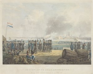 Vista de la ciudad de Amberes, el día después del Bombardeo, el 28 de octubre de 1830 (título sobre objeto) de Anonymous
