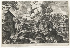 Dios se aparece ante un anciano Paisajes con escenas mitológicas y bíblicas (título de la serie) de Anonymous