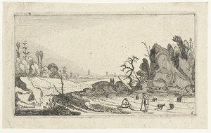 Pastores con ovejas por rocas Paisajes después de Esaias van de Velde (título de la serie)