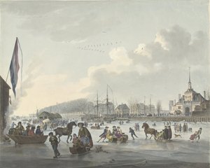 Entretenimiento sobre hielo frente a Rotterdam, c. 1784 de Anonymous