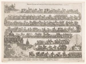 Entrada en Roma de la reina Cristina de Suecia Ingresso Solenne en Roma della Maestra della Regina di Svezia ai 23 xbre 1655 (título sobre objeto) de Anonymous