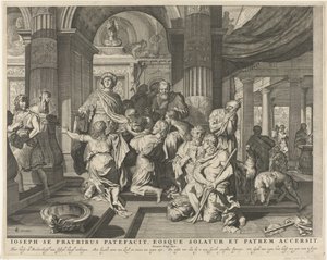 Jozef maakt zich bekend aan zijn broers José se revela a sus hermanos, los consuela y confronta a su padre (título sobre objeto) Royal Bijbel (título de la serie)