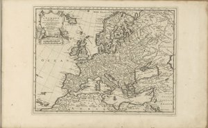 Kart van Europa Europa según las nuevas observaciones de los señores de la Real Academia de Ciencias, etc. Nuevo aumentado (título en objeto) Las Indias Orientales y Occidentales y otros lugares (título de la serie) de Anonymous
