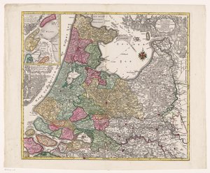 Mapa de Holanda, Utrecht y parte de Gelderland
Tabula comitatus Hollandiae in praefecturae suas distributa (...) (título en el objeto) de Anonymous