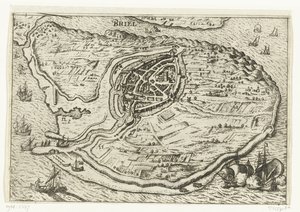 Mapa de la isla de Voorne y mapa de Brielle, 1572 Briel (título sobre el objeto) de Anonymous