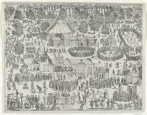 Feria en una plaza de La Haya, 1845 Feria Utópica (título sobre objeto)
