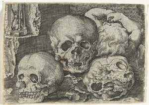 Niño con tres calaveras de Anonymous