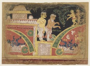 Krishna volcando el carro