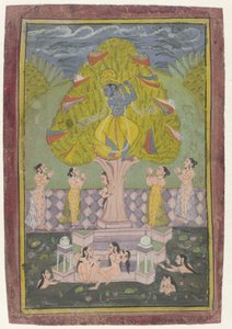 Krishna robando la ropa de las Gopis de Anonymous