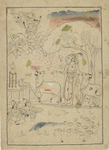 Krishna con pruebas de linga-altaar de Anonymous
