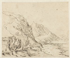 Paisaje costero con algunas cabañas