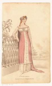La Belle Assemblee, 1 de marzo de 1813, No. 42 (Nueva Serie): Vestido de noche de Anonymous