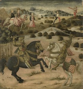Leyenda de un caballero (panel final de un cassone) de Anonymous