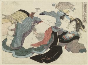 Pareja de amor y jabalí Jûnishi giyû zukushi (Doce alegrías para el zodiaco) (título de la serie) de Anonymous