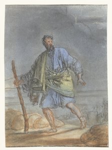 Hombre que camina con bastón