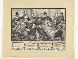 Comida de los oficiales del Handboogdoelen en Amsterdam, 1586
