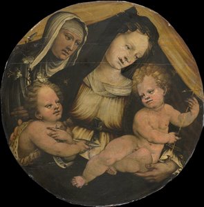 La Virgen con el Niño con el Niño Juan Bautista y Santa Clara de Anonymous