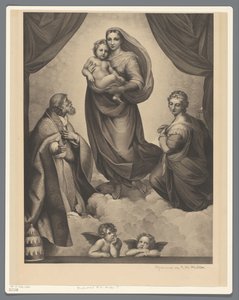 María y el Niño con H. Sixto y H. Bárbara Madonna Sixtina de Anonymous
