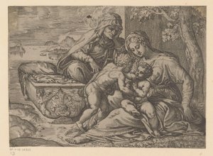 María con el Niño Jesús, Juan el Bautista e Isabel de Anonymous