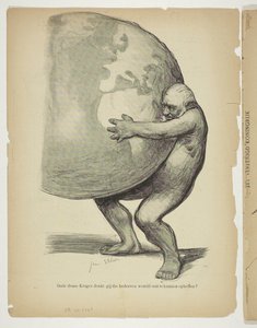 Paul Kruger desnudo sostiene el mundo