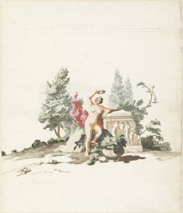 mujer desnuda, con, un, laurel, corona, en, un, monumento de Anonymous