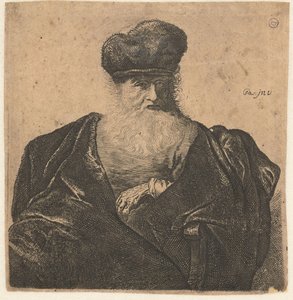 Anciano con barba, gorro de piel y capa de terciopelo de Anonymous
