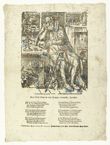 Viejo en su cuarto (vanitas) Habla un anciano sentado en su habitación. (título en el objeto)