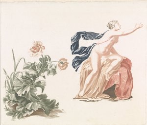Amapola y figura femenina desnuda. de Anonymous