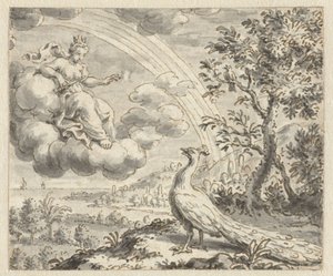 El pavo real se queja a Juno
Diseños de ilustraciones para una edición de las Fábulas de Jean de la Fontaine (título de la serie)