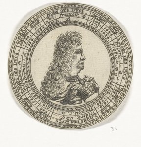 Medalla con el retrato de Fernando Carlos III y los nombres de los Duques de Mantua