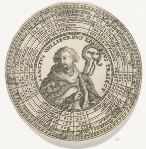 Medalla con el retrato de San Willibrord y los nombres de los obispos de Utrecht