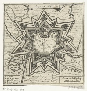 Mapa de Coevorden, 1672 Coevoorden (título sobre objeto)