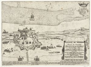 Mapa de Fuerte Mardijk, 1645 Planifica el Mardic (título sobre el objeto) de Anonymous