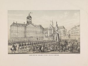 Entrada solemne de S.M. Willem III, el 9 de abril de 1861, en Amsterdam (título sobre objeto) de Anonymous