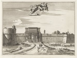 Porta Romana en Milán Porta Romana cum suis Muninentis (título sobre objeto) Edificios Magesyn der Italiaense (título de la serie) de Anonymous