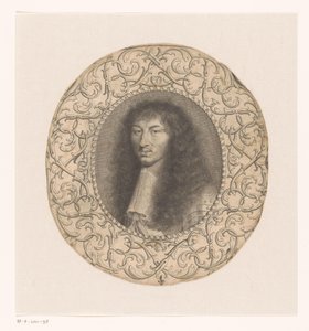 Retrato de Luis XIV rodeado de un marco decorativo con arabescos de Anonymous
