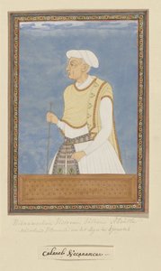 Retrato de Neknam-khan; fue visir del sultán Abdullah y sirvió como comandante del ejército (sar-lashkar) de Karnatak na Mir Jumla de Anonymous
