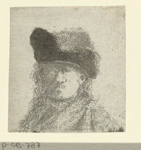 Retrato de Rembrandt con gorro de piel de Anonymous