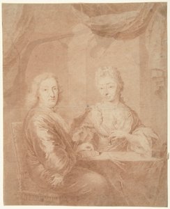 Retrato de un hombre y una mujer en una mesa