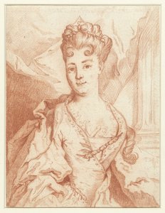 Retrato de una dama distinguida, pieza de cadera, casi totalmente de frente
