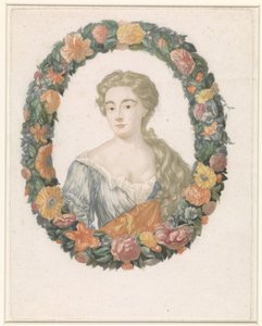 Retrato de una mujer en una corona de flores de Anonymous
