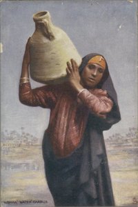 Retrato de un aguador con un cántaro al hombro Mujer portadora de agua. (título en el objeto) de Anonymous