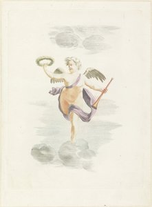 Putto con corona de laurel y trompeta de alabanza de Anonymous