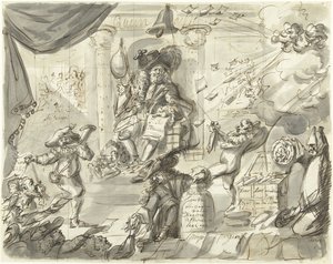 Quincampoix o el gran vendedor de viento y coles, 1720
La gran escena de la locura (piezas adicionales) (título de la serie) de Anonymous