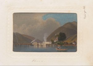 Reproducción de un grabado de una vista de Ebensee en Austria