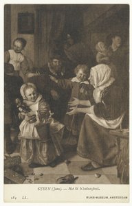 Reproducción del cuadro La fiesta de San Nicolás de Jan Steen La Fiesta de San Nicolás (título sobre el objeto) Rijks-Museum, Ámsterdam (título de la serie) de Anonymous