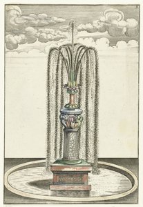 Lavabo redondo con columna corta Architectura Curiosa Nova (título de la serie) de Anonymous